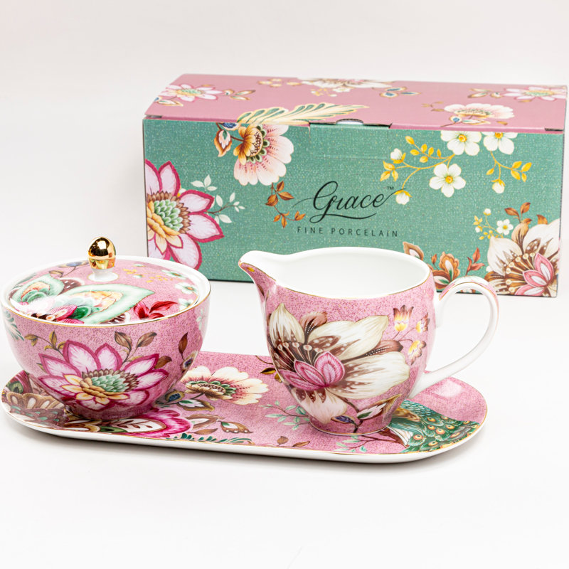  Sugar and Creamer Set, Pink