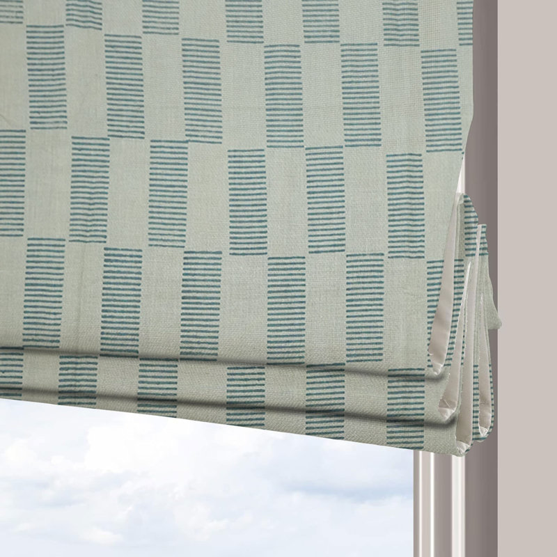 Fabdivine Hand Block Printed Floral Pure Linen Brown and White, Roman Shade for 100% Blackout Room Darkening, Perfect for Windows, Corded Blind Fabric for Privacy, Zig Zag
