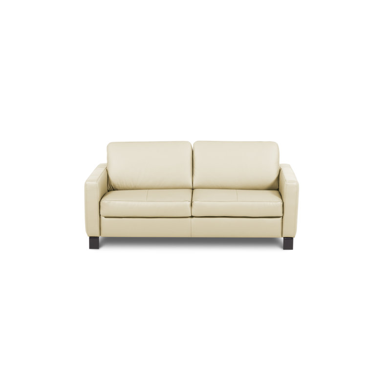 Najmul Genuine Leather Foldable Sofabed with Mattress, Beige