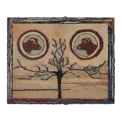 One-of-a-Kind 3'x3'8” 1920s Wool Area Rug