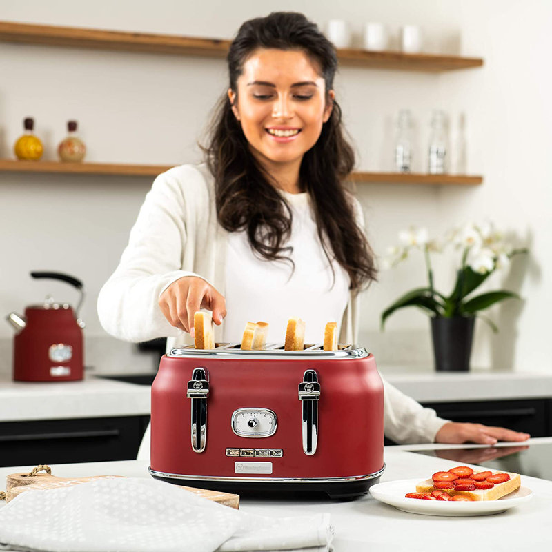 Retro 4 Slice Toaster, Red