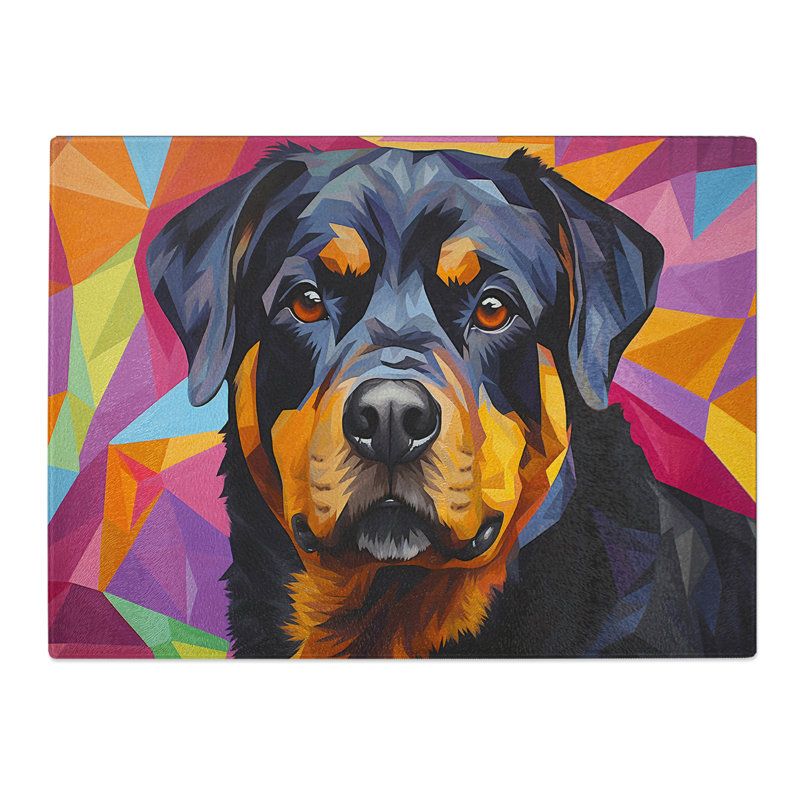 Rottweiler Colour Field  Glass Chopping Board