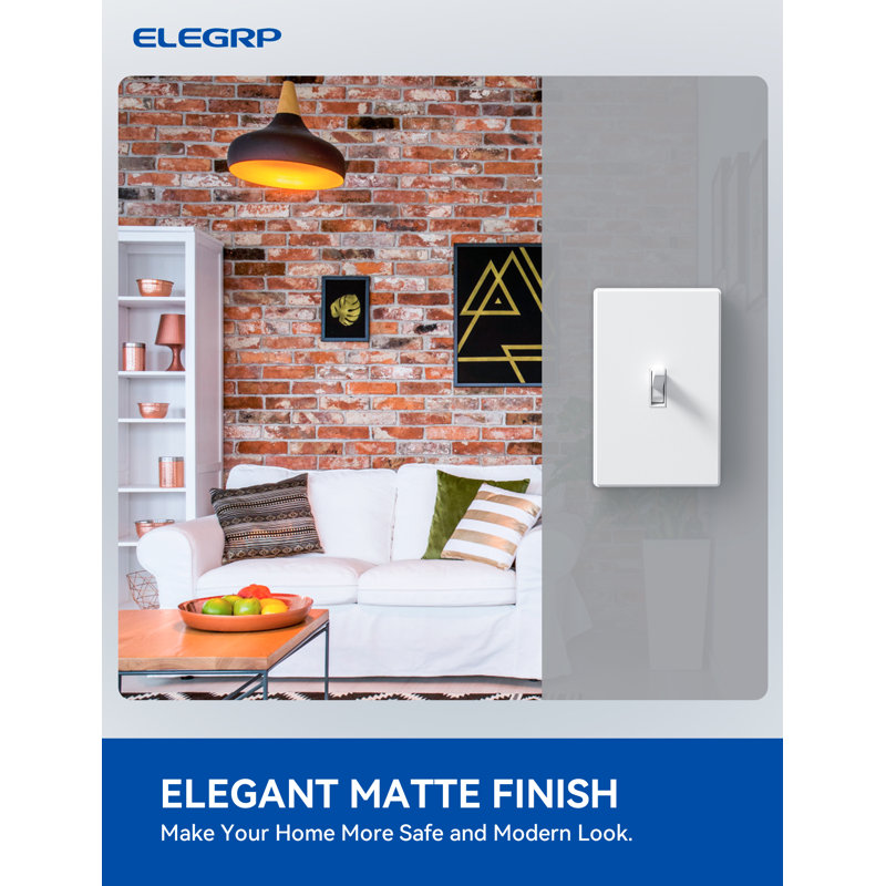 White 1-Gang Screwless Toggle Light Switch Wall Plate Set