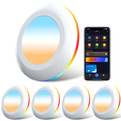 Lumary 5/6 inch Smart Recessed Lighting, Color Changing WiFi Smart Led Disk Light Pro with Night Light, Flexible Install Flush Mount Ceiling Light, Work with Alexa/Google Assistant, 4 Pack
