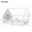 Lit double en bois pleine grandeur avec fenêtre et clôture, sans sommier, fabrication robuste (blanc)-410389177