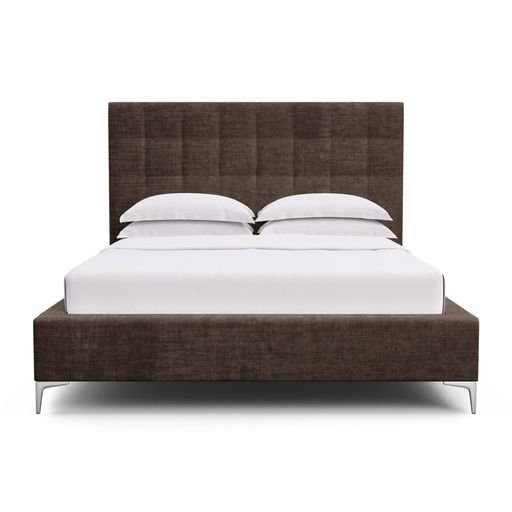 Bryant Upholstered Bed, Twin, Box Weave Linen Bluebell, Ebony