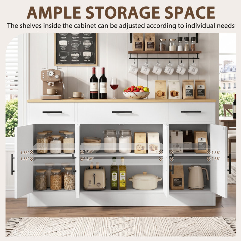 Buffet de 136 cm de large, Blanc