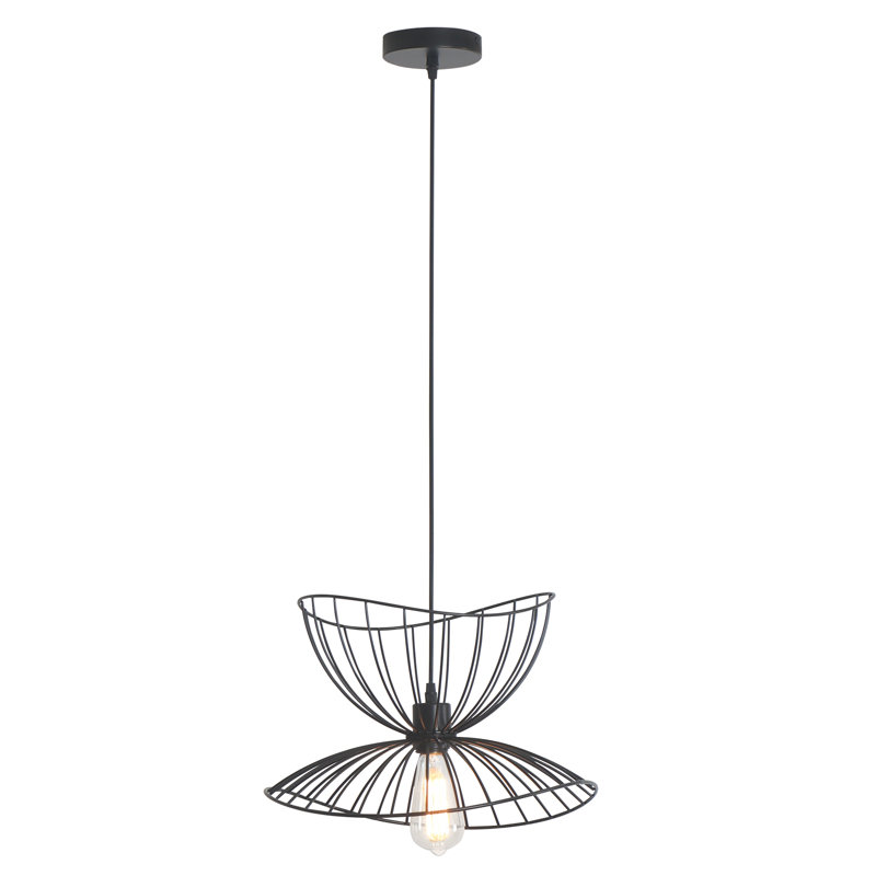 1 Light Black Farmhouse Cage Pendant Light Vintage Modern Light DIY Shade