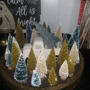 24pcs Mini Sisal Fiber Snow Frost Trees Christmas Tree Frost Small Pine Tree DIY Craft Tabletop Trees Christmas Ornaments Decoration (3 Color) The Hol