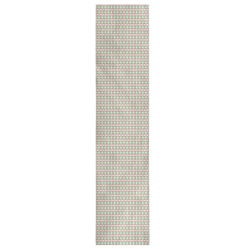 Chemin de table en losanges à flèche à carreaux fêtes, L 72 po x l 16 po, Vert / Rouge, Polyester