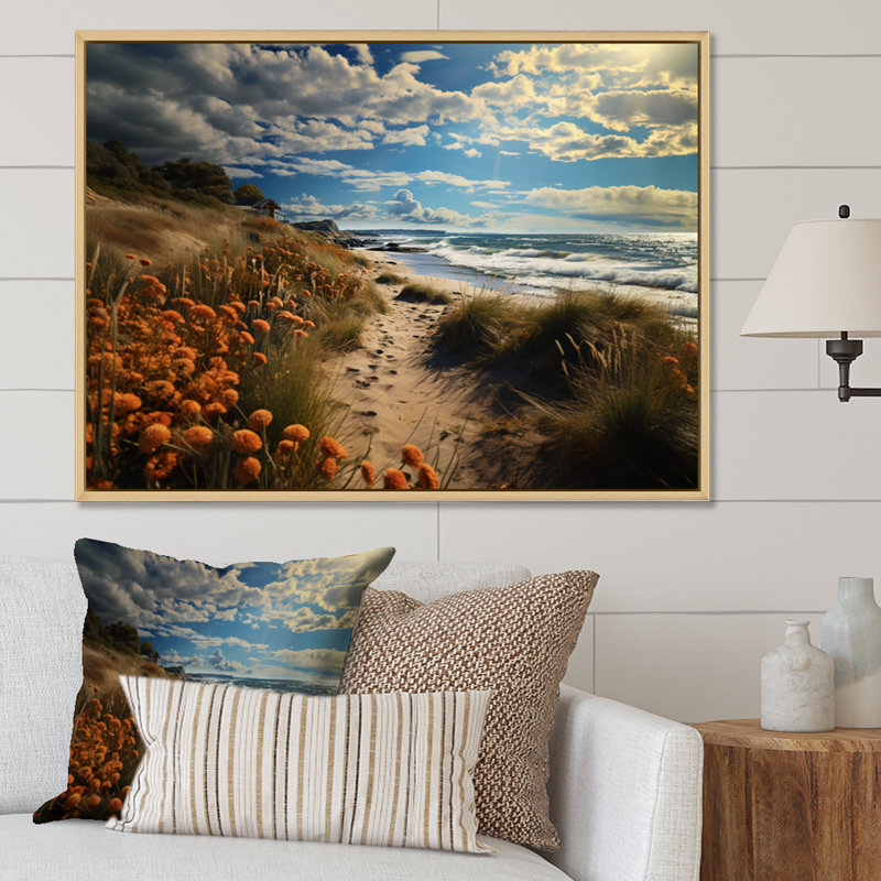 Superbe paysage côtier III sur toile, H 16 po x l 32 po x P 1 po, Cadre naturel flottant