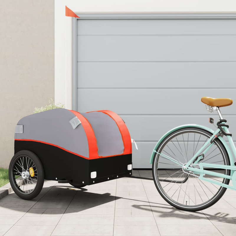 Remorque pour vélo vidaXL, Noir / Orange, H 26,8 po x l 52,4 po x P 26,8 po