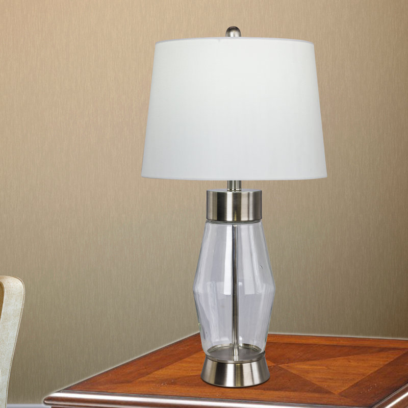 Lampe de table 26 po Resaca, Acier brossé, Blanc