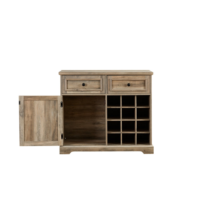 Armoire à boissons grise avec 2 tiroirs, rangement amovible pour le vin, rangement pour la cuisine