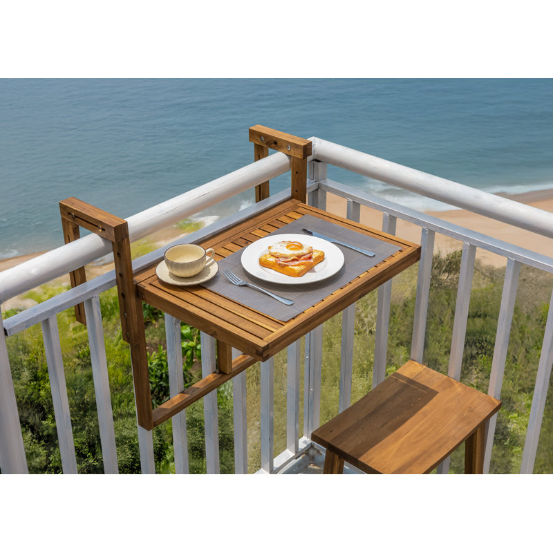 Solid Acacia Wood Folding Balcony Table, Natural