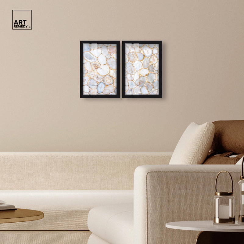 Ensemble 2 panneaux Luxe Harmony Gold Art , Noir, H 16 po x l 11 po