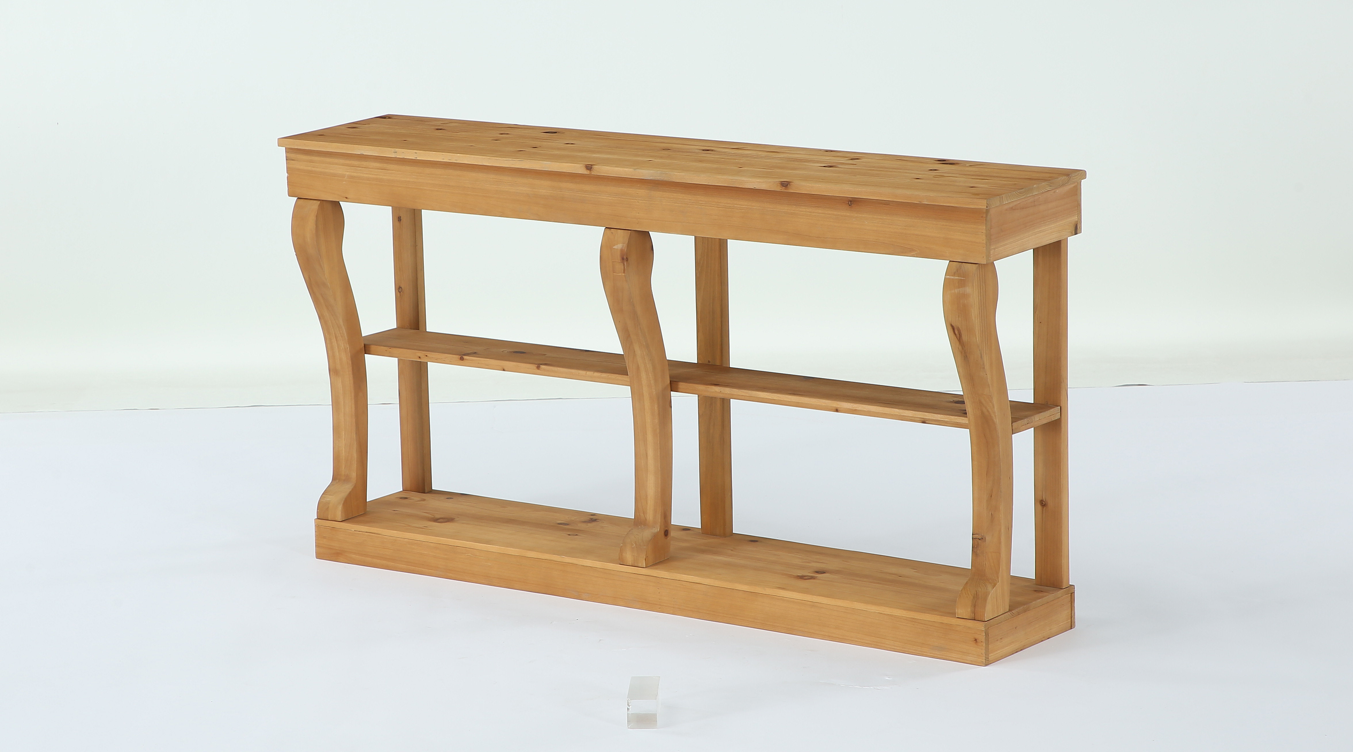 Ophelia & Co. Natural Solid Wood Console 63-Inch 3-Tier Sofa Table for ...