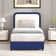 Bed Frame, Upholstered Platform Bed with Curved Headboard, Classic Color-Block Design, Soft Rounded Corners, No Box Spring Required, Easy Assembly
