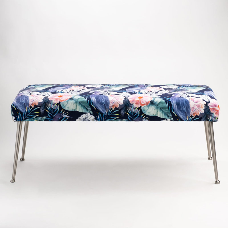 Whiteley Velvet Upholstered Bench, H40 x W120 x D30cm