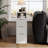 7.8" Fluted Nightstand & Narrow Bedside Table With 3 Drawers Set Of 2-13391155