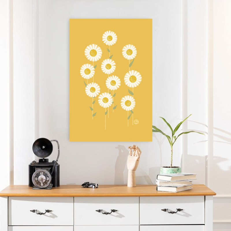Contemporary Art Abstract Contemporary Daisy Nature Flower Wall Art by Aia Ueno - Wrapped Canvas Print