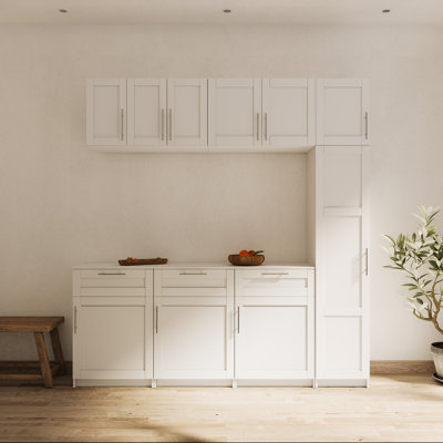35.43 Inch Stackable Wall Mounted Storage Cabinet, White Overhead Kitchen Cabinet With Movable Shelves, For Laundry Room Bathroom Garage