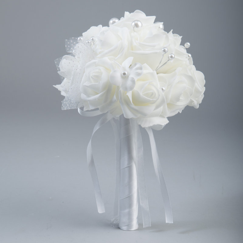 Tige de bouquet de roses en mousse, blanc
