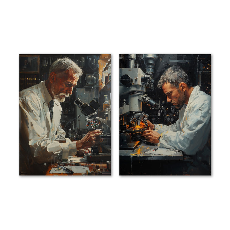 «White», noir et blanc, laboratoire scientifique microscopique - impression sur toile surdimensionnée 2 pièces