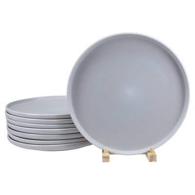 Set of 8, Tempo Dinner Plates, 10.5", Stone