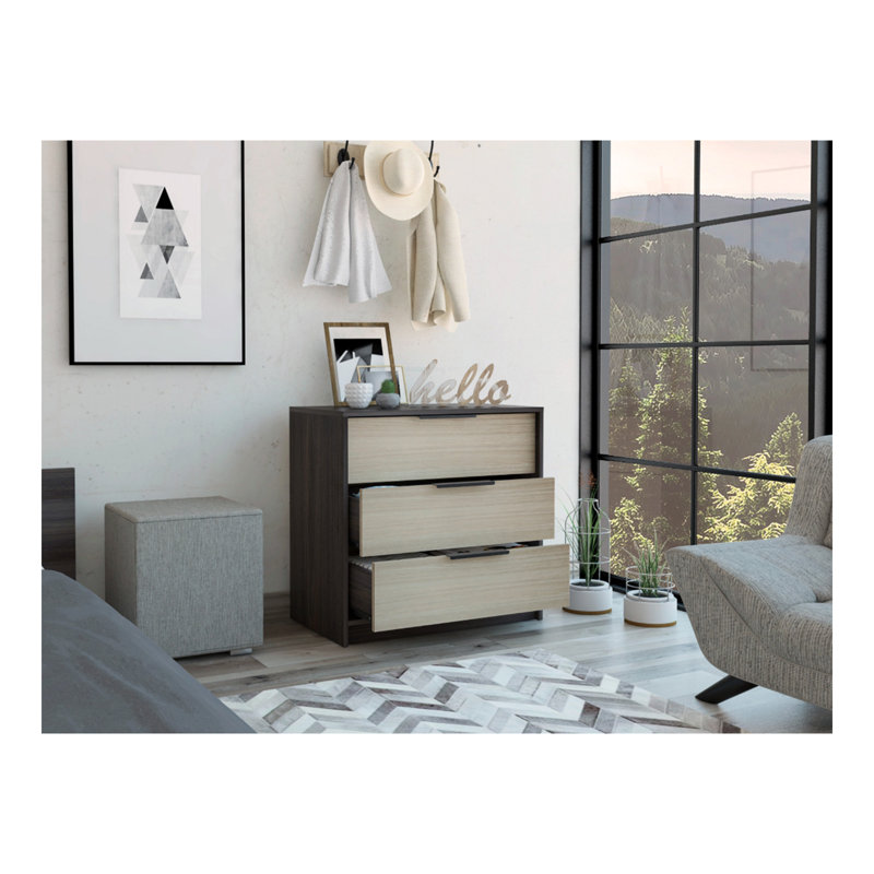 Commode 3 tiroirs N 27,5 po Nasura, Crème
