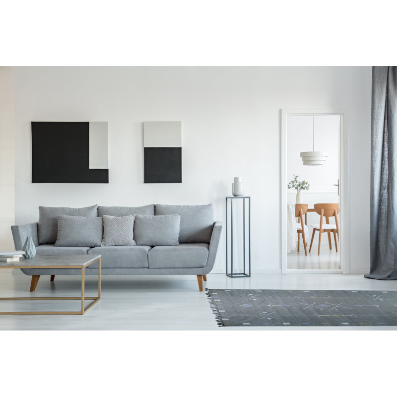 Tapis gris à tissage plat, Rectangulaire 4 pi x 6 pi