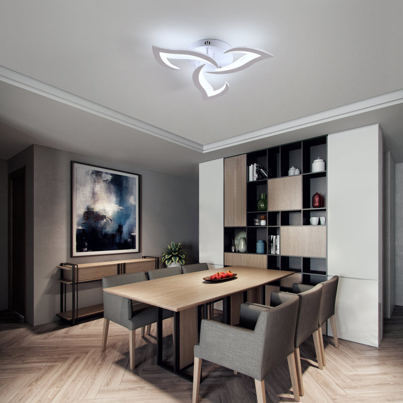 Brianie 21W 3-Head Led Flush Mount Ceiling Light, White, White Light 6000K