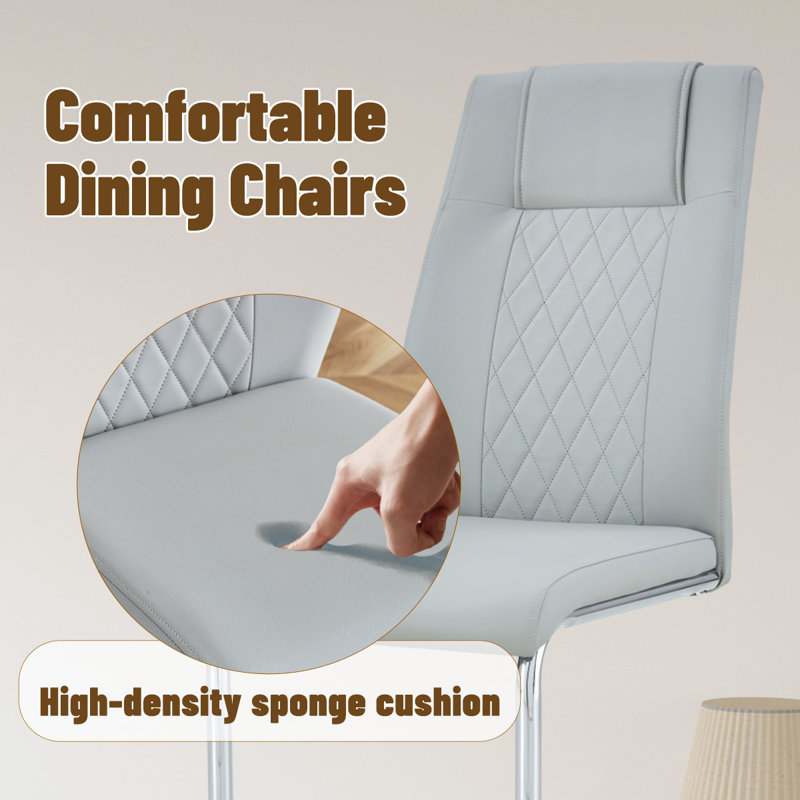 Chaises de salle à manger modernes, 4, Argent, Gris clair