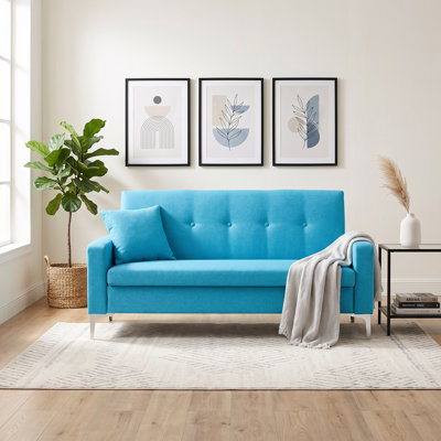 57" Double Sofa with Storage, Compact Upholstered Couch for Living Room, Apartment, Home Office
