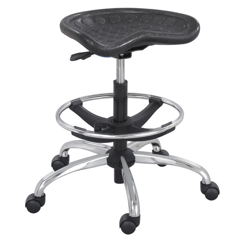 Tabouret SitStar avec repose-pieds et roulettes, Noir