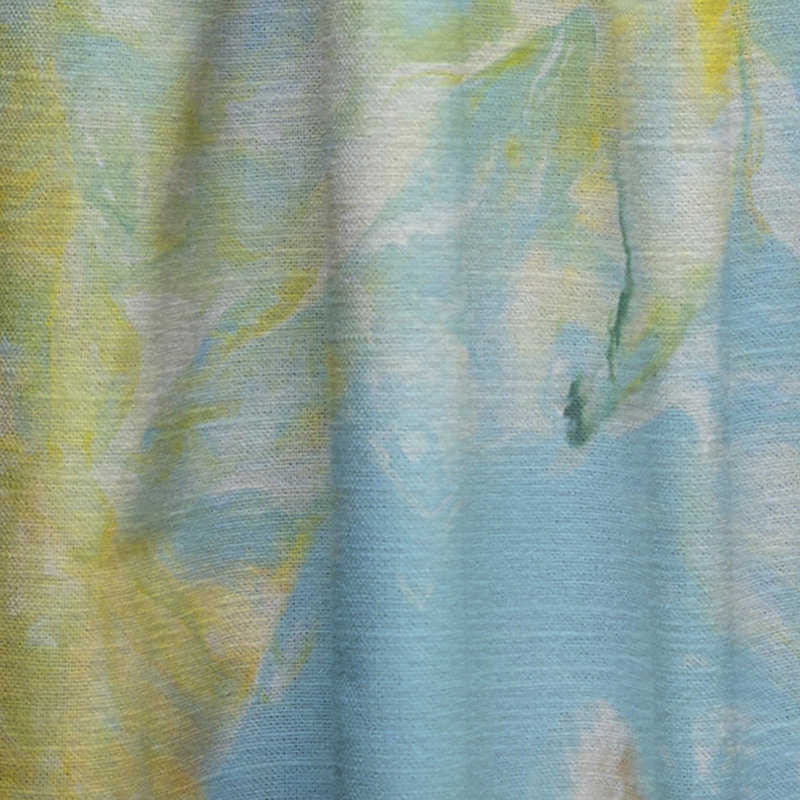 Impression liquide bleu et orange sur fond blanc - Rideau abstrait - Velours obscurcissant - 1 panneau, L 52 po x L 108 po