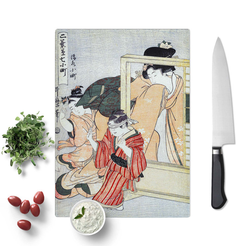 Tempered Glass Kiyomizu Komachi by Kitagawa Utamaro Chopping Board, 28.5 cm x 39 cm