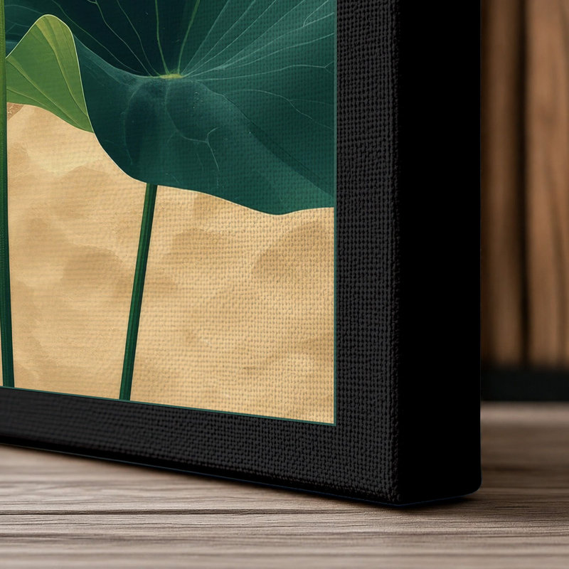 Lotus in Bloom Botanical - Wrapped Canvas, 30x20 - 76.2 x 50.8 cm, Black Border