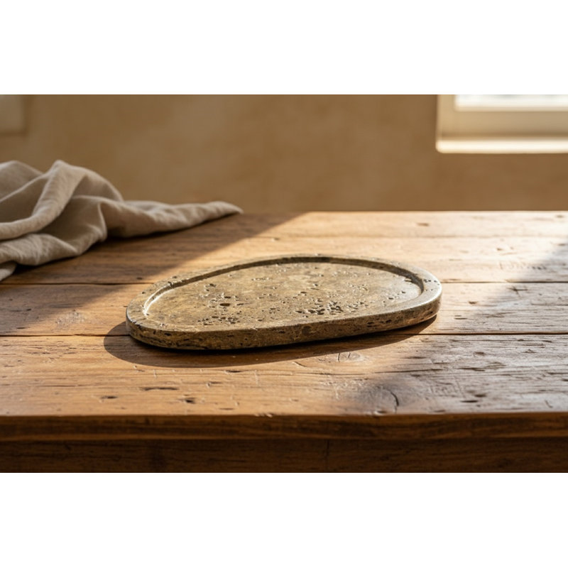 Posey Gray Travertine Organic Shaped Platter