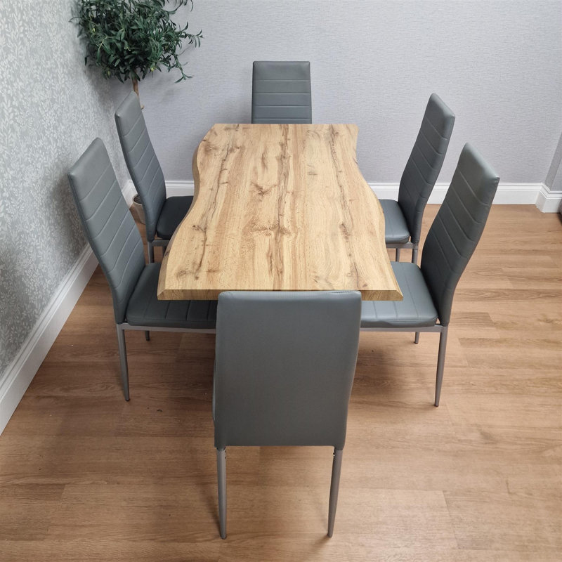 6 - Person Dining Set, Grey, 75cm H x 117cm W x 77cm D
