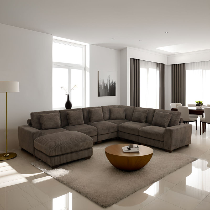 Canapé modulaire en velours côtelé 7 pièces Camala