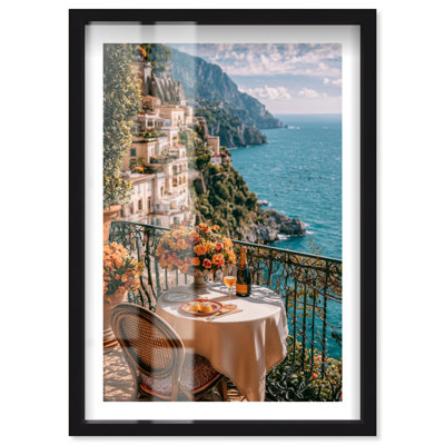Dessert and View of the Coast Shadowbox Print Living Room Wall Decor by Notoriart, Black Frame