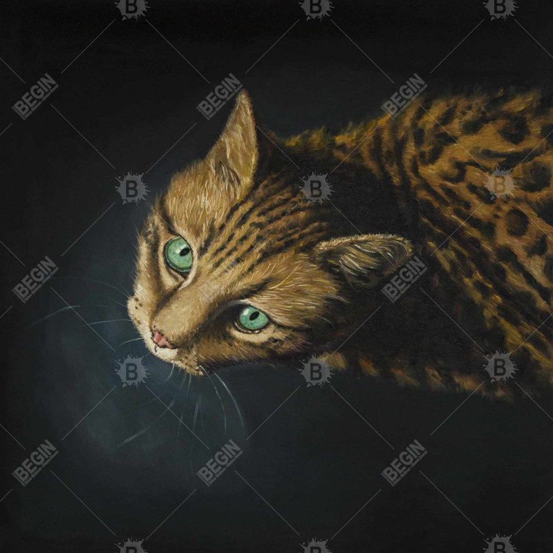 Chat Bengal félin, toile encadrée - Art de la décoration intérieure