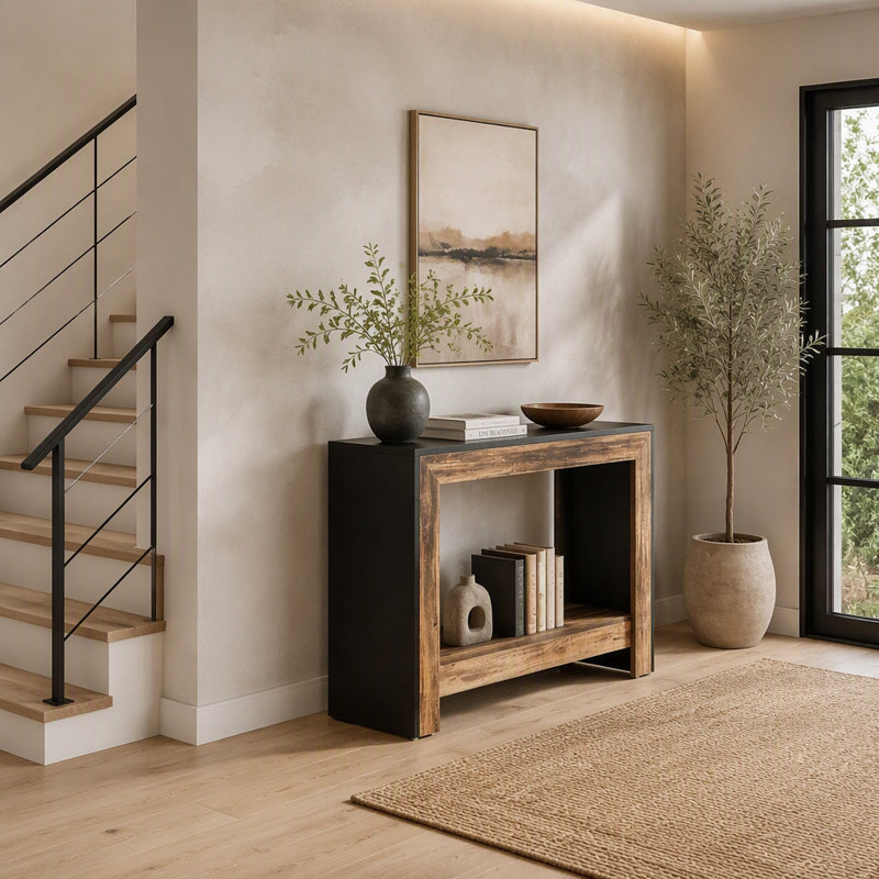 Console 41 po, table de couloir avec rangement ouvert
