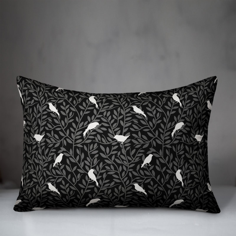  Coussin décoratif intérieur / extérieur en polyester à imprimé animal, H 14 po x l 20 po, Noir