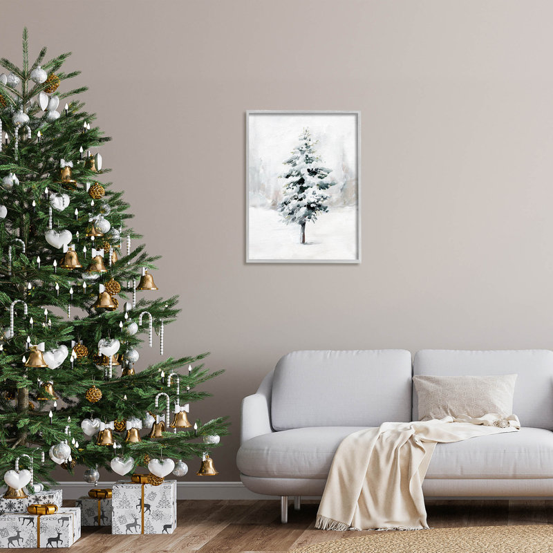 Wintery Snow Tree Scene at-159, H 30 po x l 24 po x P 1,5 po, Estampe numérique Farmhouse