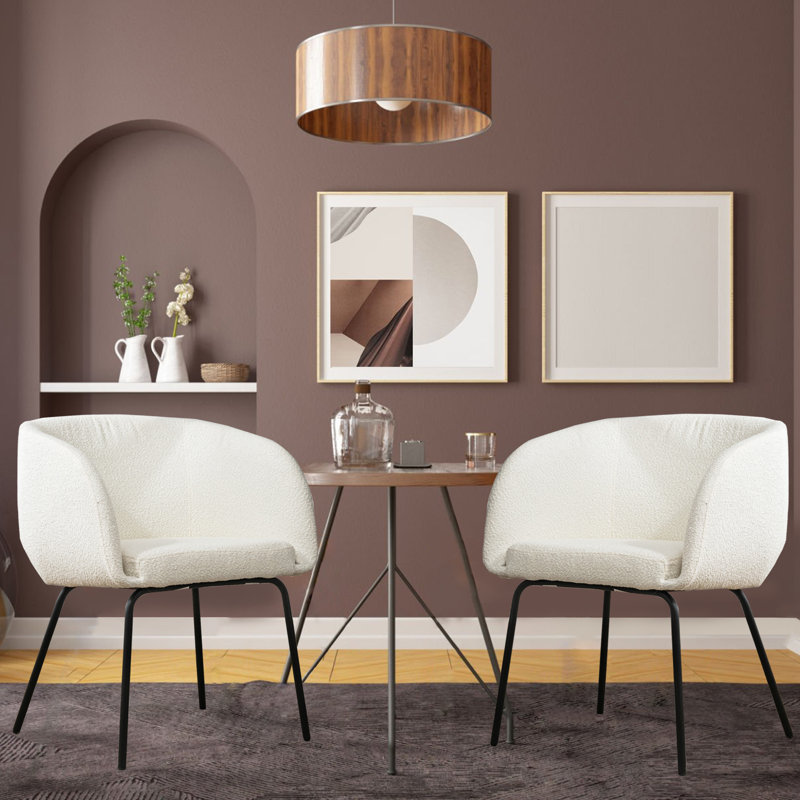 Damle 19.49'' H Upholstered Metal Armchair, Ivory
