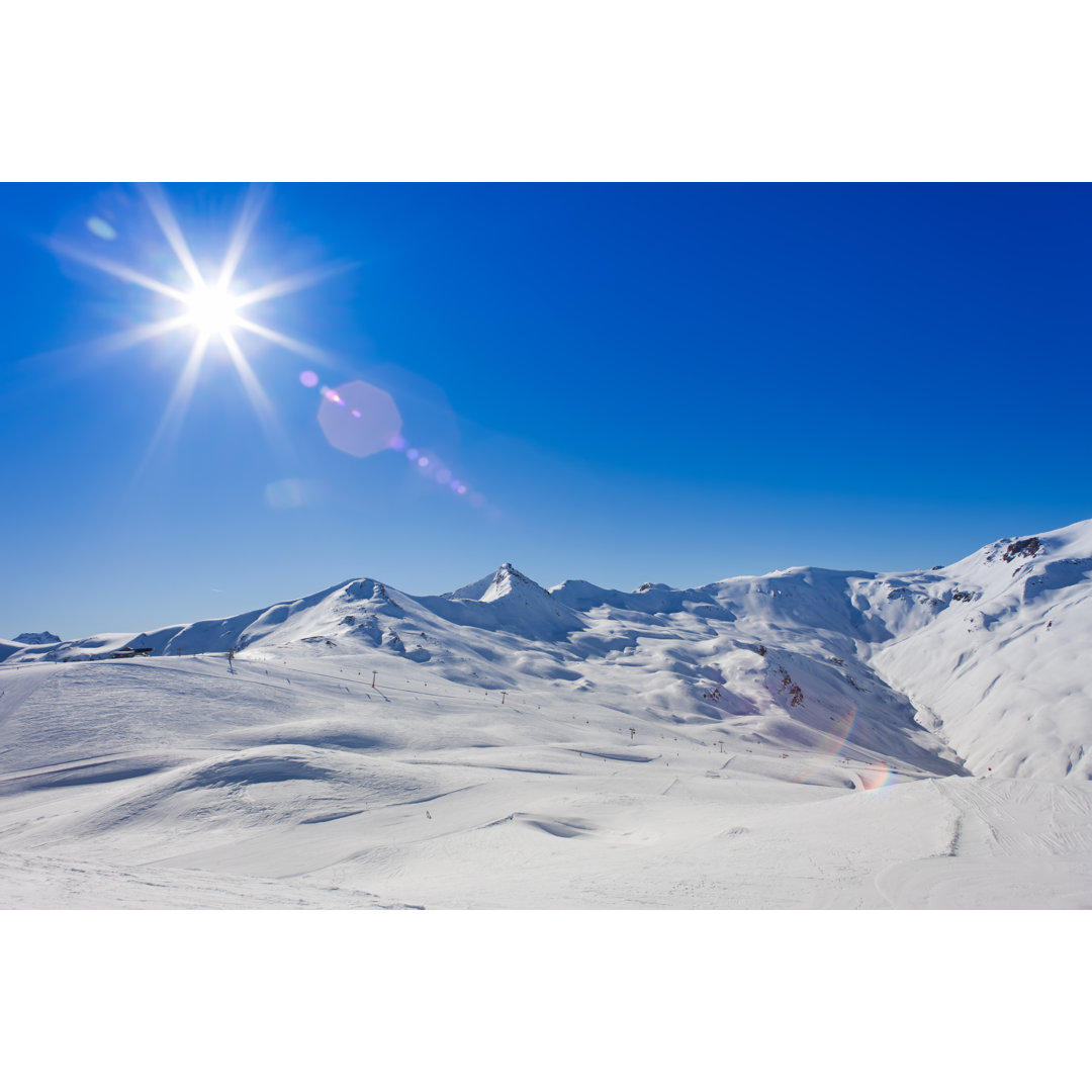 Sonne über den italienischen Alpen von Druvo - Kunstdrucke auf Leinwand