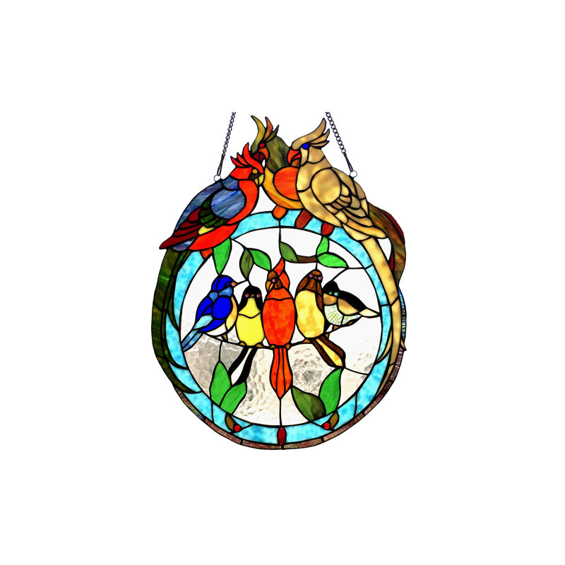 Panneau de fenêtre en verre songbird tiffany