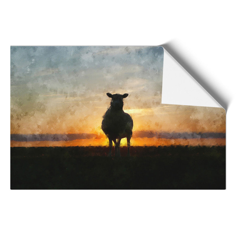 Sunset and Sheep Painting - Frameless Print, 42cm H x 59cm W x 0.1cm D